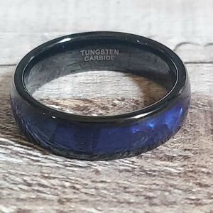 Men's Tungsten Carbide Ring Black and Blue size 10
